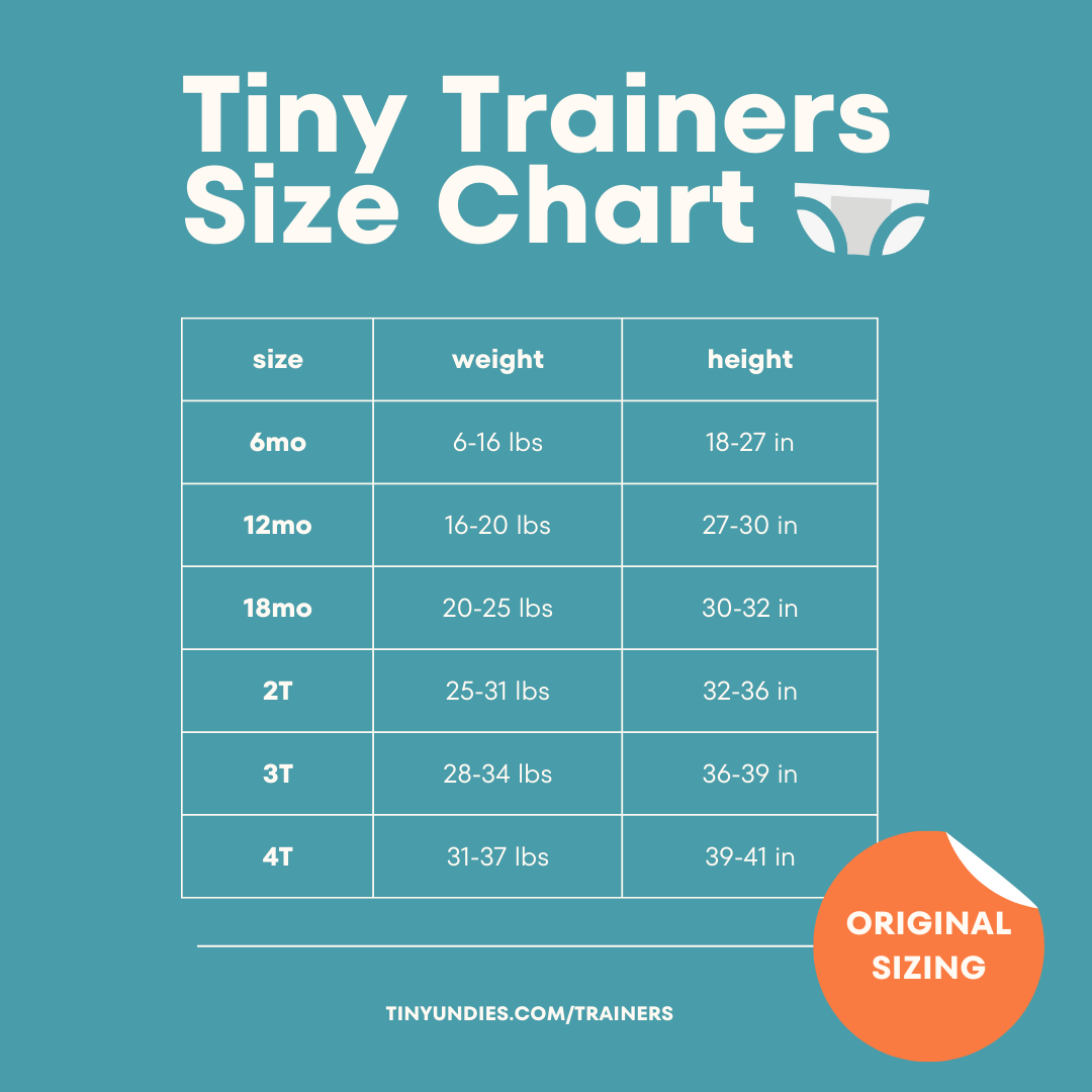 Tiny Trainers Smaller Sizing - small cotton training pants, 3-pack