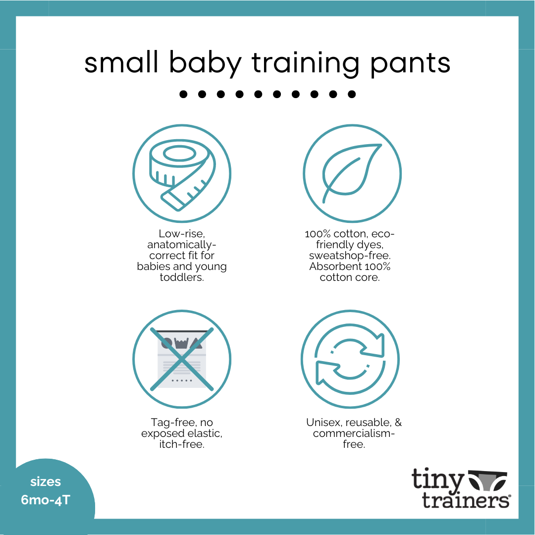 Tiny Trainers Smaller Sizing - small cotton training pants, 3-pack